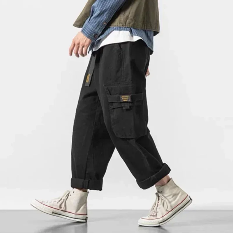 

Male Trousers Straight Fleece-lined Wide Men's Cargo Pants Harem Big Size High Quality Long Vintage Street Harajuku Baggy Slacks