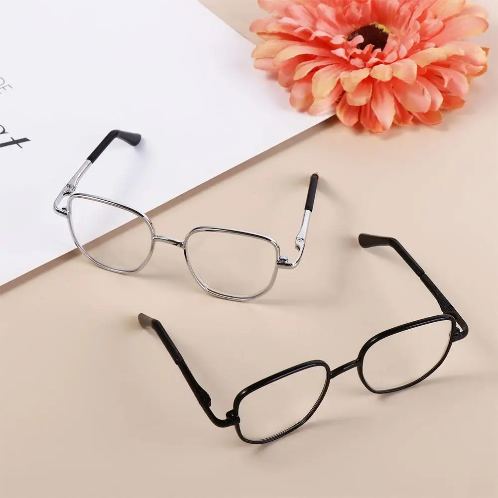 Occhiali da bambola in cotone preppy adorabili Morbidi Corea Kpop Idol Occhiali da bambola in peluche Occhiali da bambola dorati Kawaii da 20 cm con montatura dorata