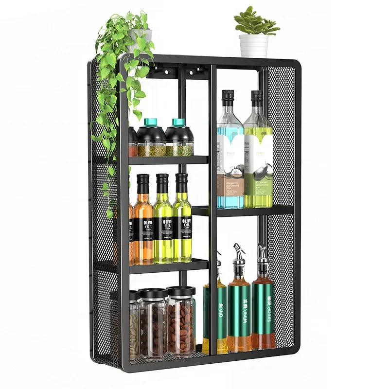 

Wall Mounted Kitchen Seasoning Storage Rack Multifunctional Living Room Storage Shelf Household Bathroom Sundry Storage Holder