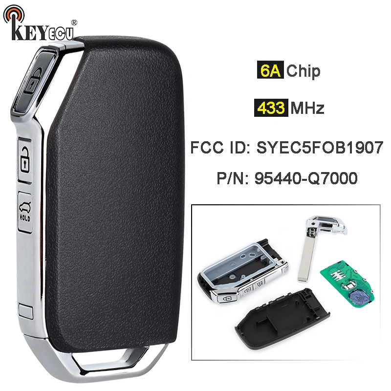 

Чип KEYECU 433 МГц, 6 А, артикул: 95440-Q7000 FCC ID: SYEC5FOB1907, умный дистанционный автомобильный брелок без ключа для Kia Seltos 2024-2025