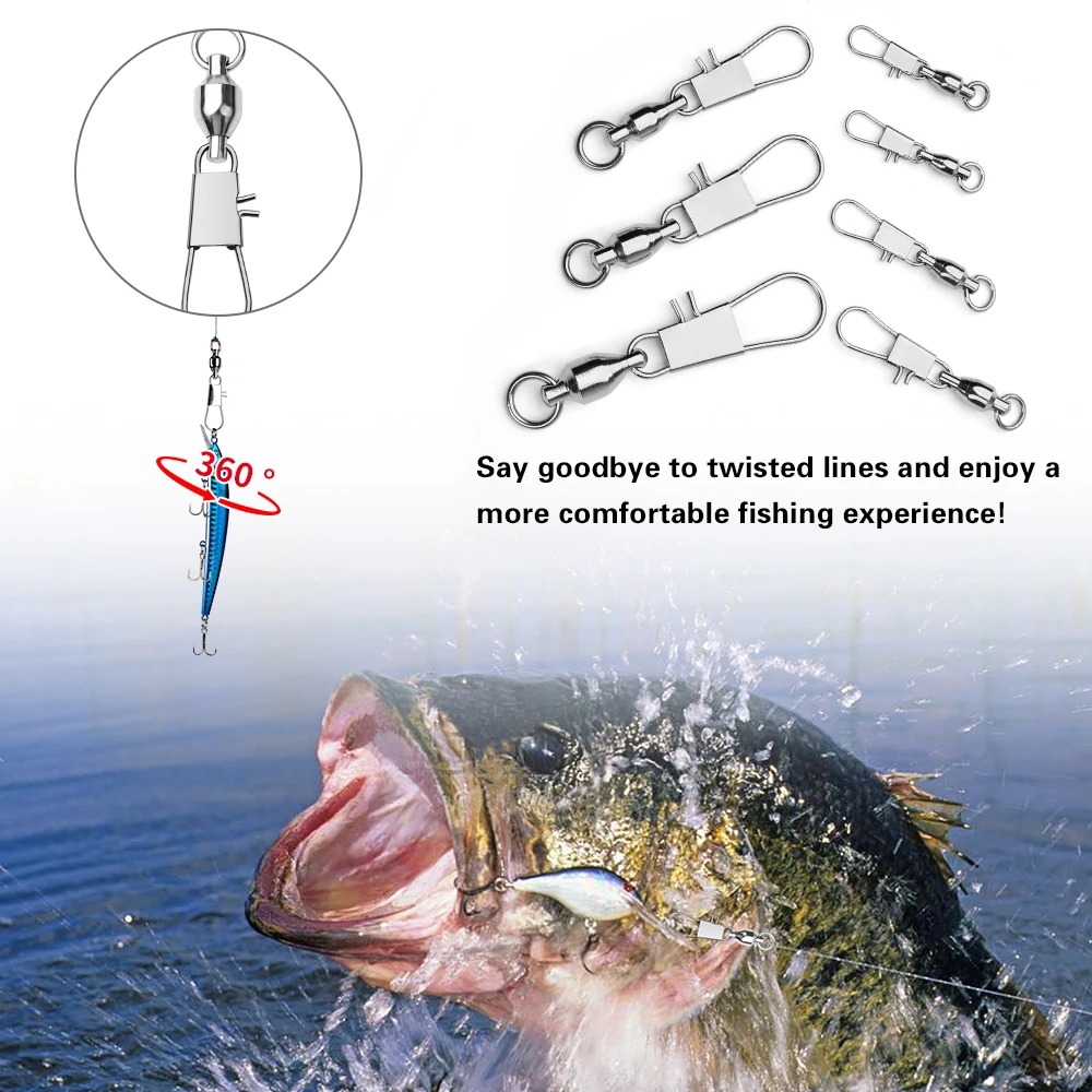 PROBEROS 10Pcs Swivels Ball Bearing Interlock Snap Pin Stainless Steel Fishing Accessories Fishing Lures Pin Connector Fish Tool view 5