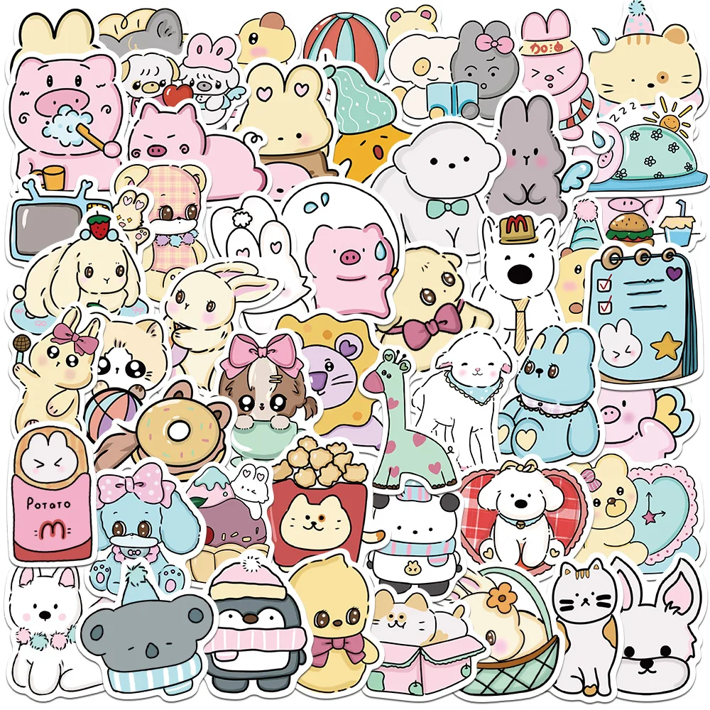 

10/30/50PCS Cartoon Animal Party Stickers Cute Graffiti Decoration Laptop Scrapbook Luggage Water Cup Waterproof Decal Kids Toy