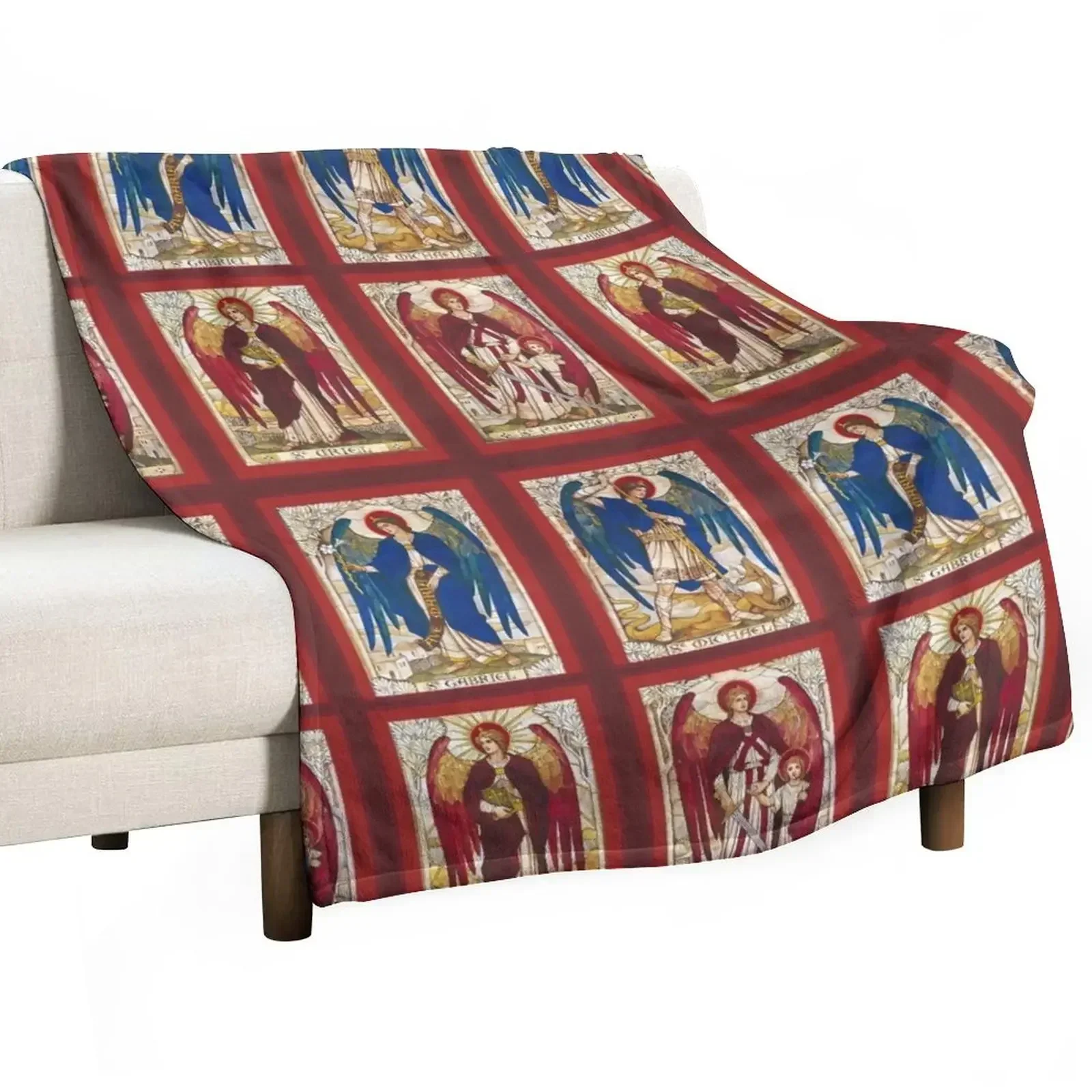 

St MIchael St Gabriel St Raphael and Uriel Archangel Angel Saint Throw Blanket Large for sofa Blankets