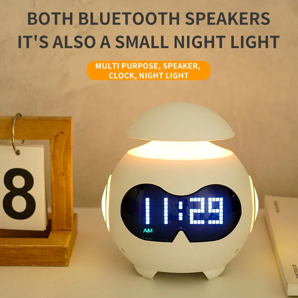 Smart Wake Up Night Light Lamps Emotion Alarm Clock Wireless HIFI Level Sound Bluetooth Speaker LED Display Digital Clock Decor