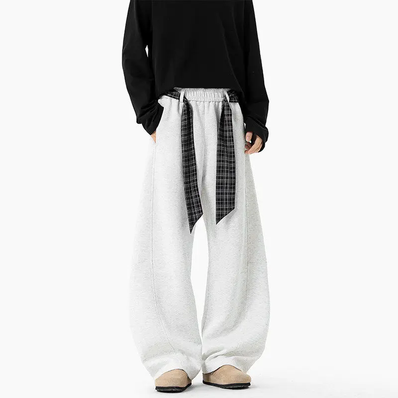 

Мужские повседневные брюки American Lazy Sle с поясом, свободного кроя, весенние, новые, модные, брендовые, до колена, из хлопка и полиэстера