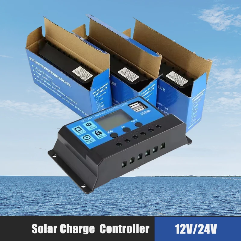 Good Quality 12/24V 10A20A30A Popular and Cheap PWM type Solar Charge Controller12V/24V HD LCD Auto Work Solar Charge Controller