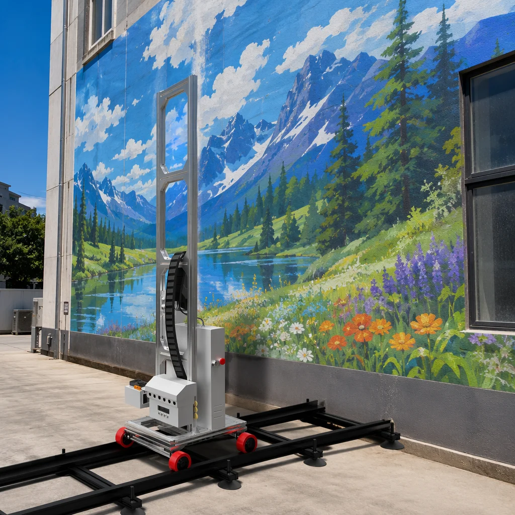 Mini Vertical Wall Mural Printer Portable UV Inkjet Machine High Resolution CMYK Digital Printing