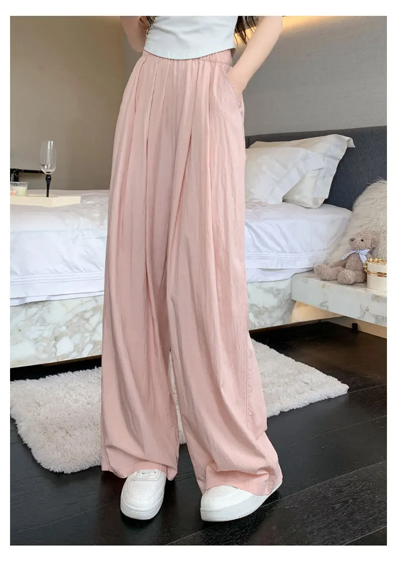 2025 New Ice Silk Yamamoto Pants Women's Summer Thin High Waist Slimming Drapey Cool Casual Wide Leg Pants Commute Korean Sle
