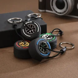 2024 New F1 Racing Simulation Tire Keychain Tyre With Wheel hub Pendant Car Accessories Small Gifts Unisex Key Pendant Gadgets