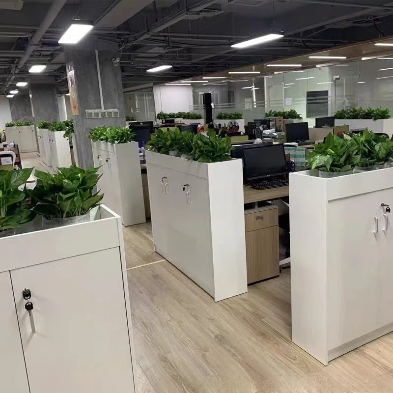 

New office partition cabinet simple modern file short cabinet storage flower slot information flower grass wood factory direct