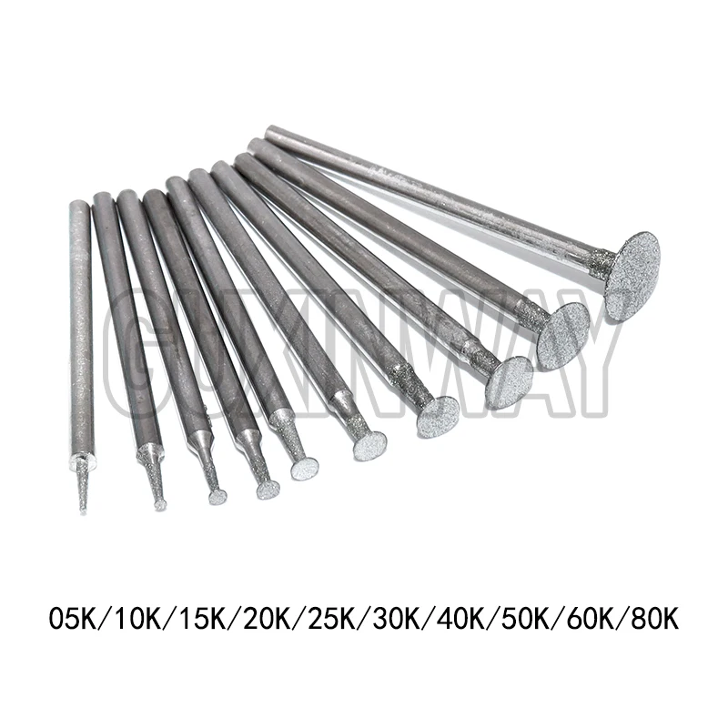 10PCS 2.35mm Grinding Bit Accessory Ultra-Thin T Head Shank Diamond Mounted Point Stone Jade Carve Polish Engrave Tools Set