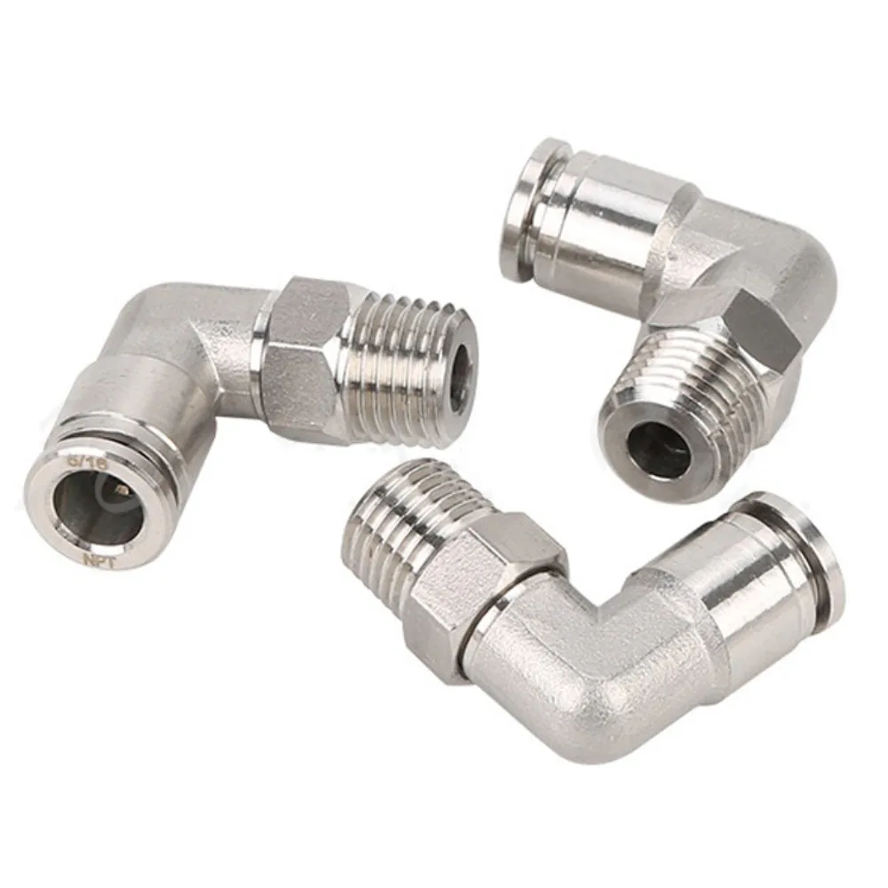 

4 6 8 10 12 14 16mm OD Tube 1/8" 1/4" 3/8" 1/2" BSP NPT Male Elbow Push In To Connect Pneumatic Air Fitting 304 316 Stainless