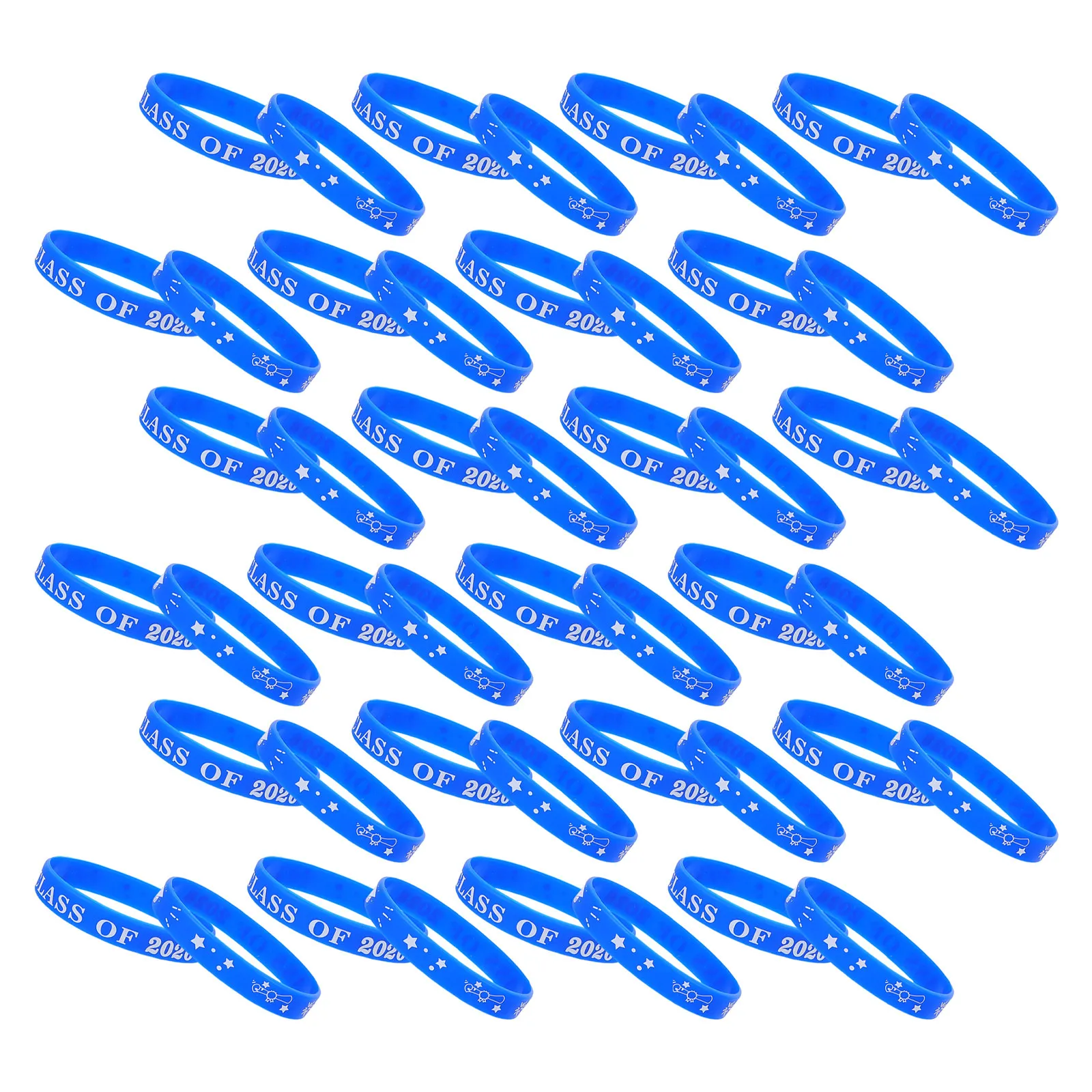 50Pcs Class of 2026 Graduation Bracelet Blue Silicone Wristbands for Men Women Party Favours