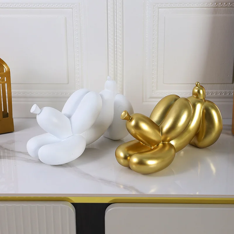 

‌Modern Banana Dog Figurine - Creative Funny Resin Statue, Home Office Desk Decor, TV Shelf Showpiece