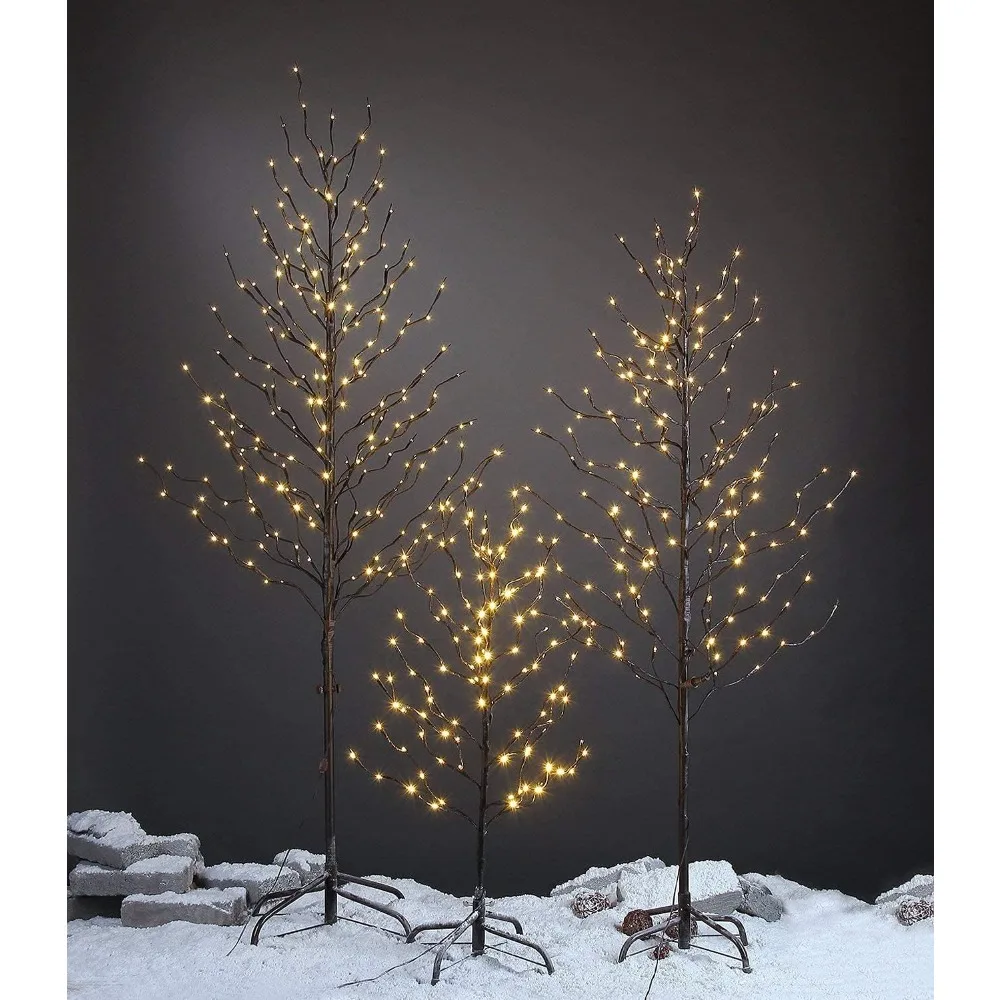 مجموعة مضيئة مكونة من 3 أشجار خفيفة على شكل نجوم لتزيين عيد الميلاد، بما في ذلك 3 أقدام و5 أقدام و6 أقدام، شجرة عيد الميلاد البيضاء الدافئة، Bro