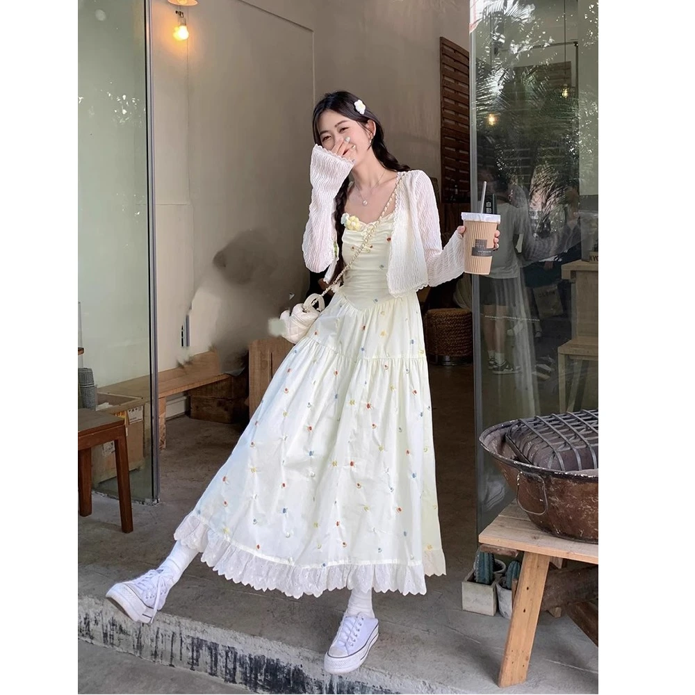 Dresses Sleeveless Womens Boho Summer Cupro Cross-Back Strapped Street Style Cool Chic Trendy Attractive Youthful Fresh Harajuku