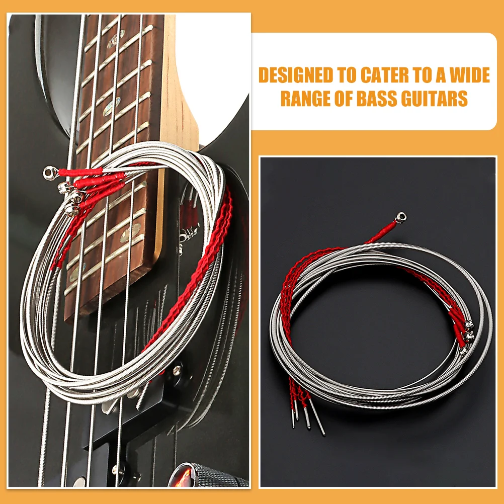 4 Pcs Four String Bass Strings Guitar Parts Supplies Accessories Four-string Black/gold/chrome Red Line