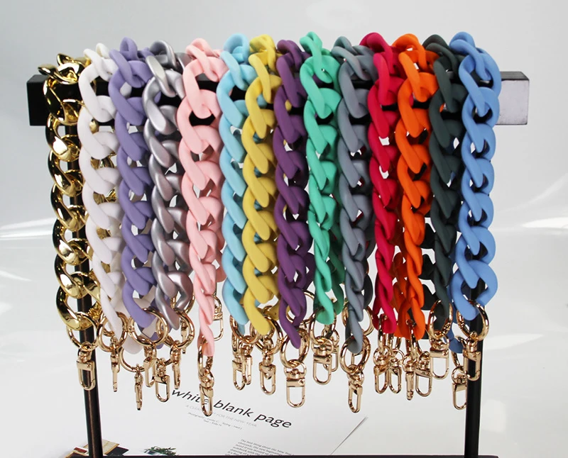 30-120cm Chain Accessory Acrylic Fashion Woman Handbag Resin Luxury Frosted Strap Clutch Shoulder Purse -silver Hook