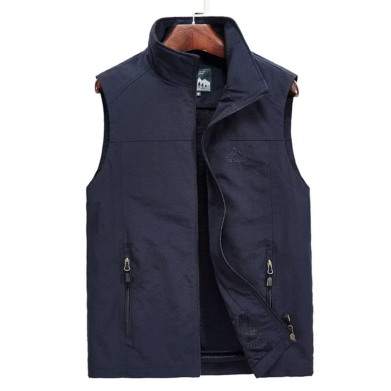 Maidangdi Men's Outdoor Leisure Quick Drying Vest Photographer Vest Fishing Daily Travel  Zipper Sleeveless  High collar Vest