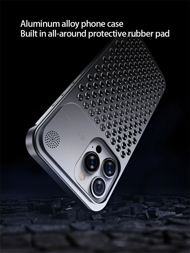 Metal Aluminum Alloy Heat Dissipation Aromatherapy Phone Case For iPhone 15 14 13 12 Pro Max No Border Back Cover Protective