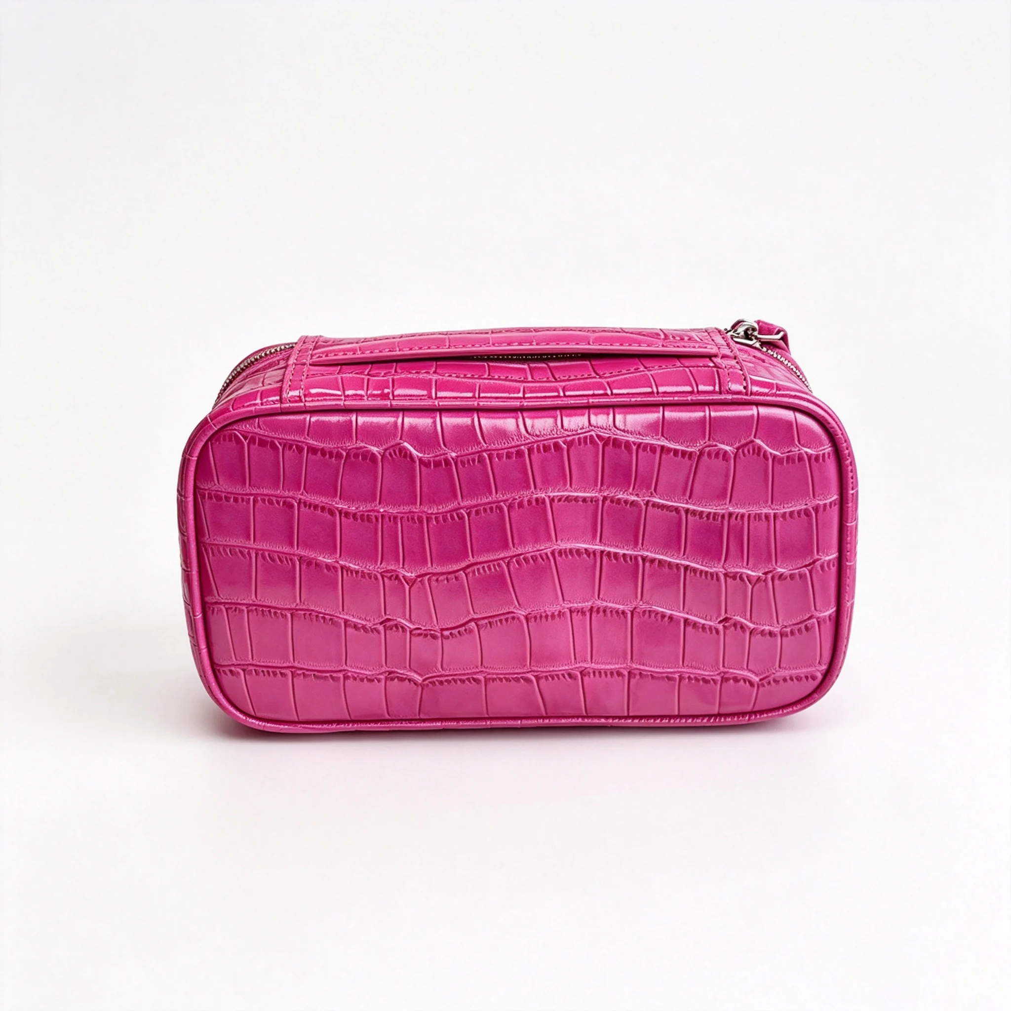 Neue Rosenrote Echte Krokodilleder-Textur Kosmetiktasche Große Kapazität Reise-Tragbare Handtasche Organizer Make-up-Tasche Etui – Detail 15