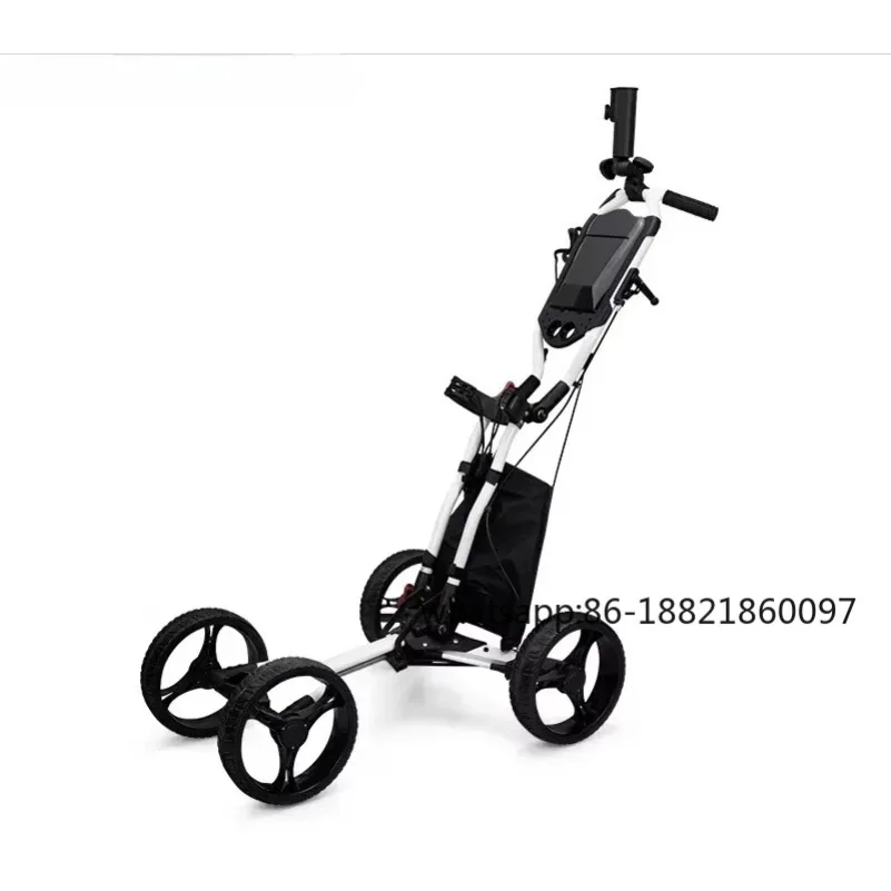 

Тележка для сумки для гольфа, складная четырехколесная тележка для ручного тормоза для подростков и взрослых, подставка для зонта/подставка для чайника