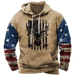Vintage Men's Hoodies USA Flag Graphic 3d Print Hooded Sweatshirts Street Fashion Long Sleeve Oversized y2k Hoodie Men Clothing