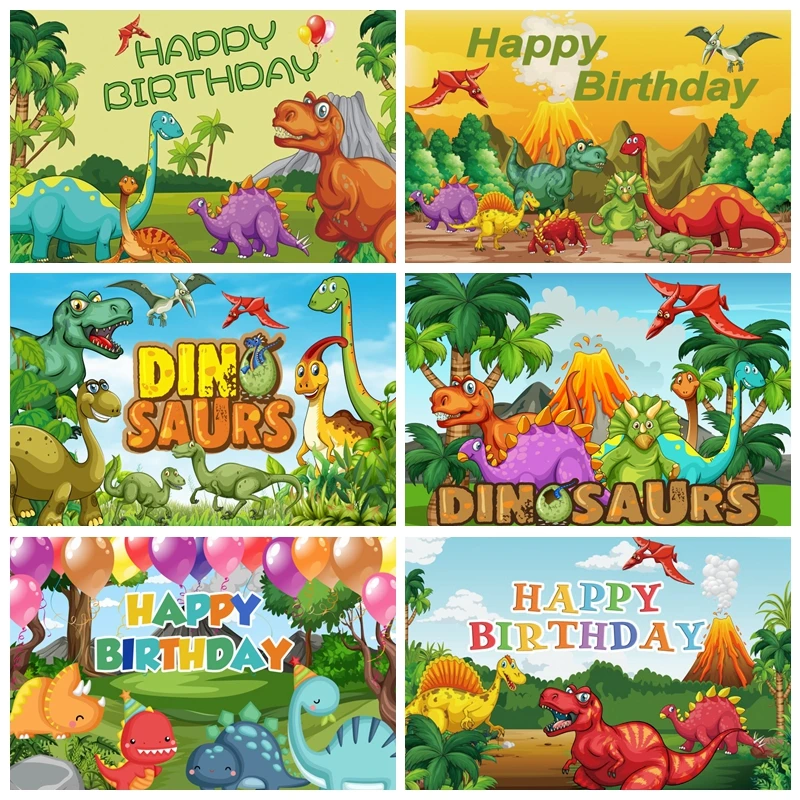 

Dinosaur Birthday Party Backdrop Baby Shower Poster Customized Portrait Photography Background Photo Studio Props