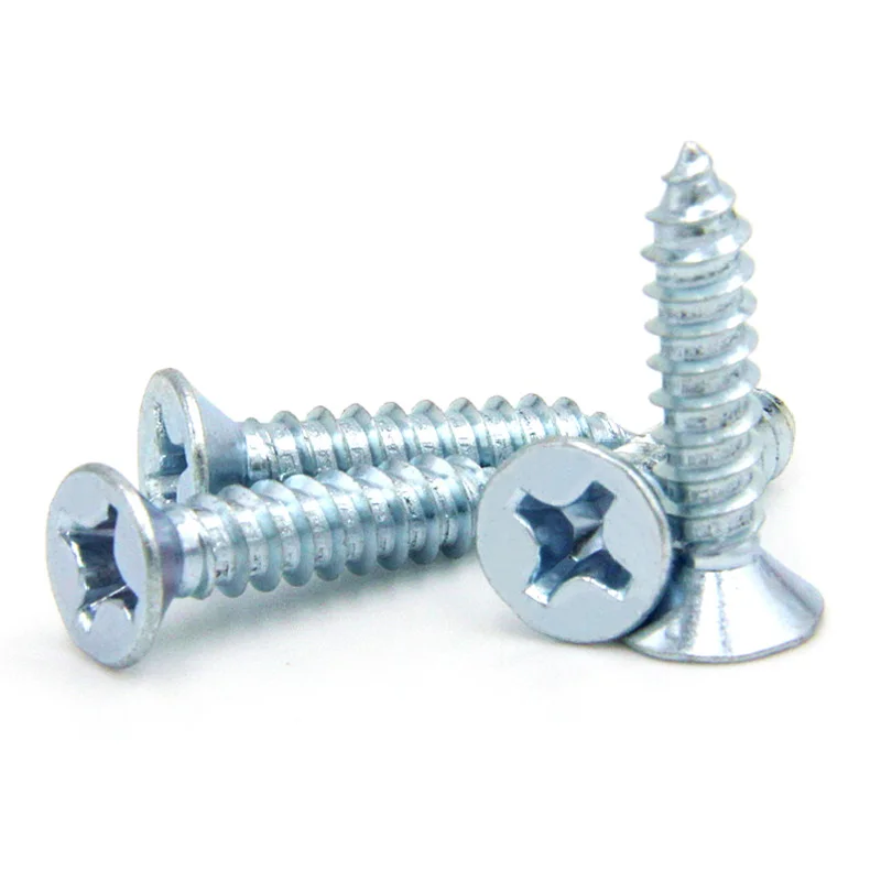 M4 M5 M6 10mm 12mm 16mm 20mm a 50mm acciaio al carbonio zincato GB835 bullone Phillips vite autofilettante piatta svasata da incasso