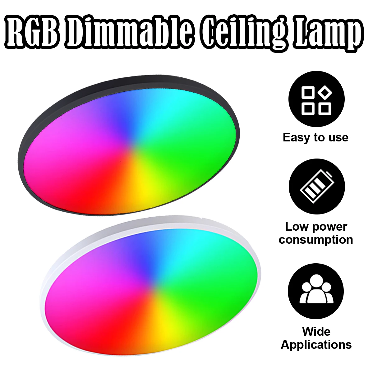 

Smart Rgb Round Ceiling Light Fixture Indoor Lighting Bluetooth /wifi Spotlight 3000k-6500k 24w Dimmable Decoration Night Gaming
