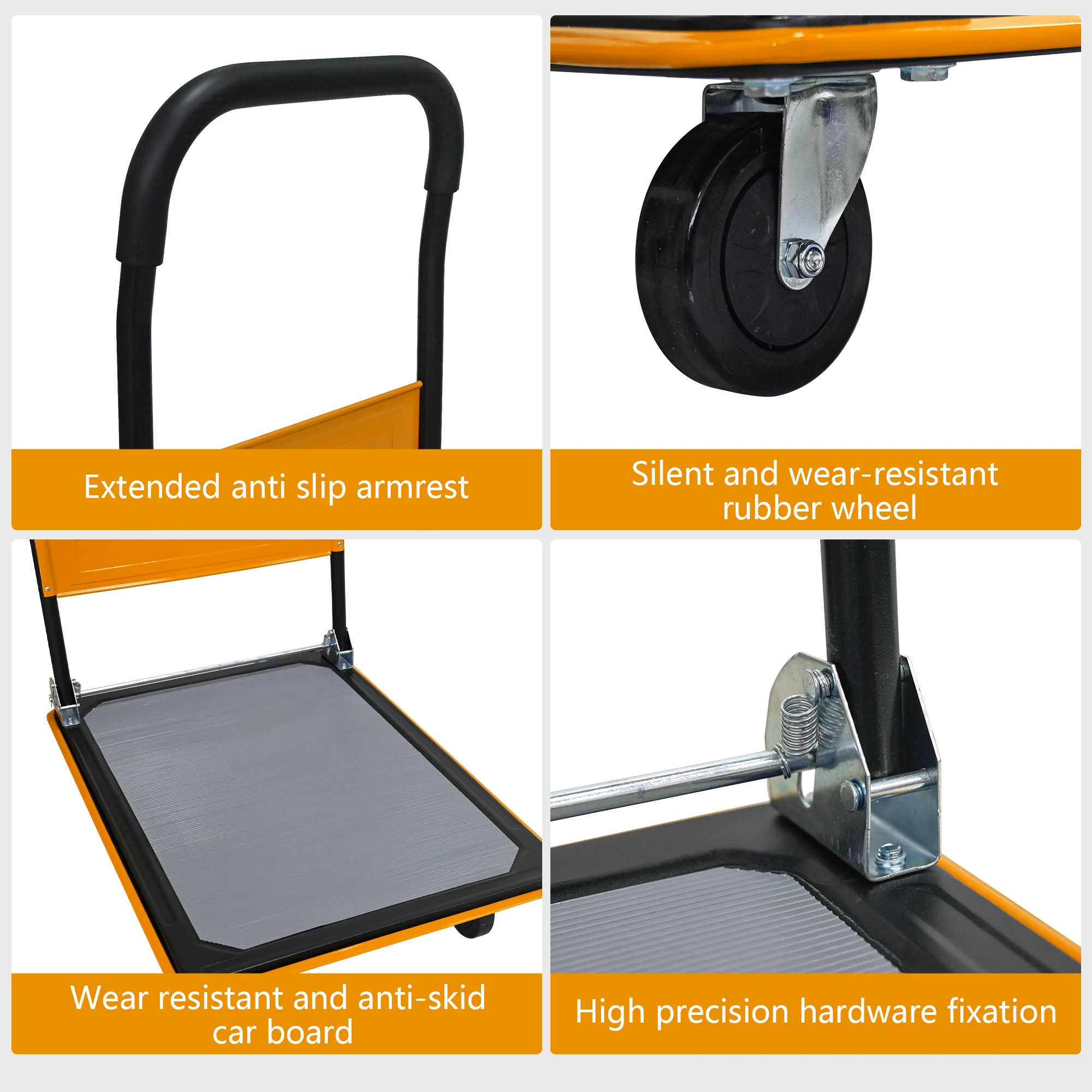 660lbs Foldable Platform Truck Dolly with Swivel Wheels, Heavy Duty Moving Platform Hand Truck, Moving Flatbed Cart Push Cart