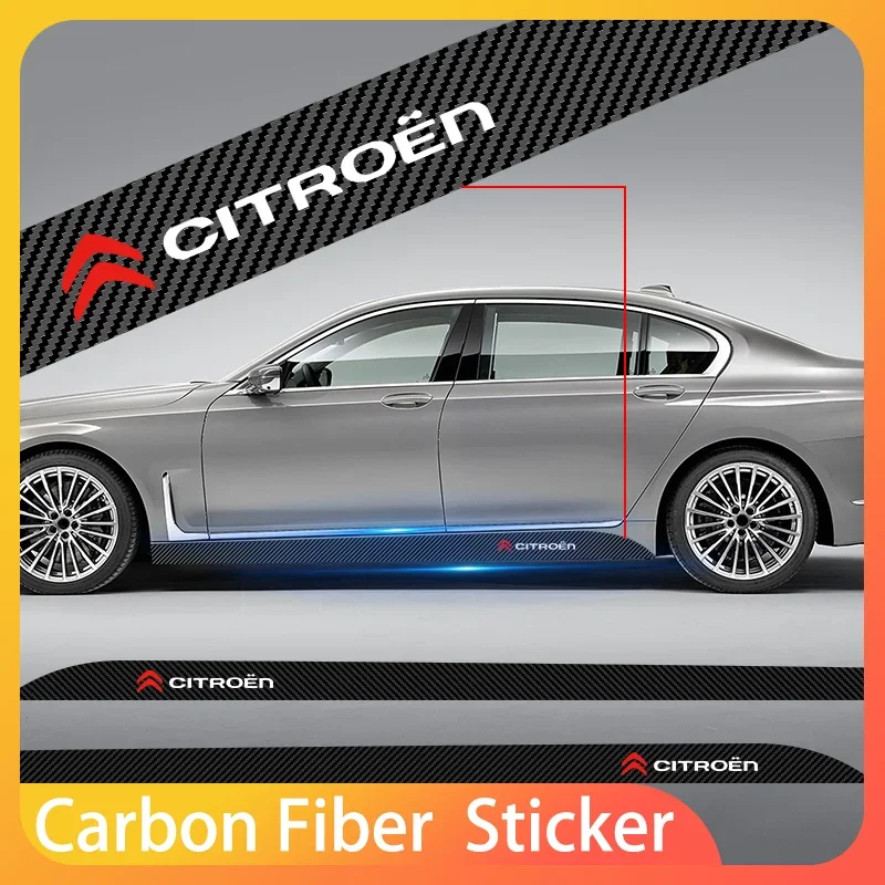 

2pcs Car Logo Carbon Fibre Side Decal Side Skirt Car Stickers For Citroen C1 C2 C3 C4 C5 C6 C8 C4L DS3 DS4 DS5LS Accessories