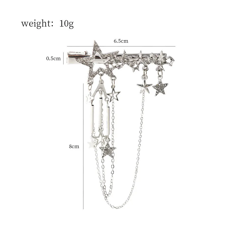 Punk Haar Clip voor Vrouwen Meisje Vintage Crystal Star Kwastje Haarspelden Harajuku Y2K Mode Hoofddeksels Haar Sieraden Accessoire