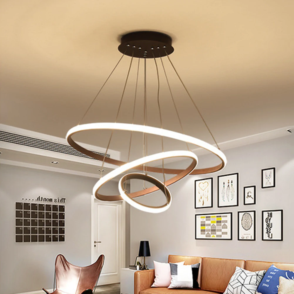 Minimalist Modern Led Chandelier Circular Ring Chandelier Hanging Lamp Pendant Lights Bedroom Dining Room Home Lighting Decor