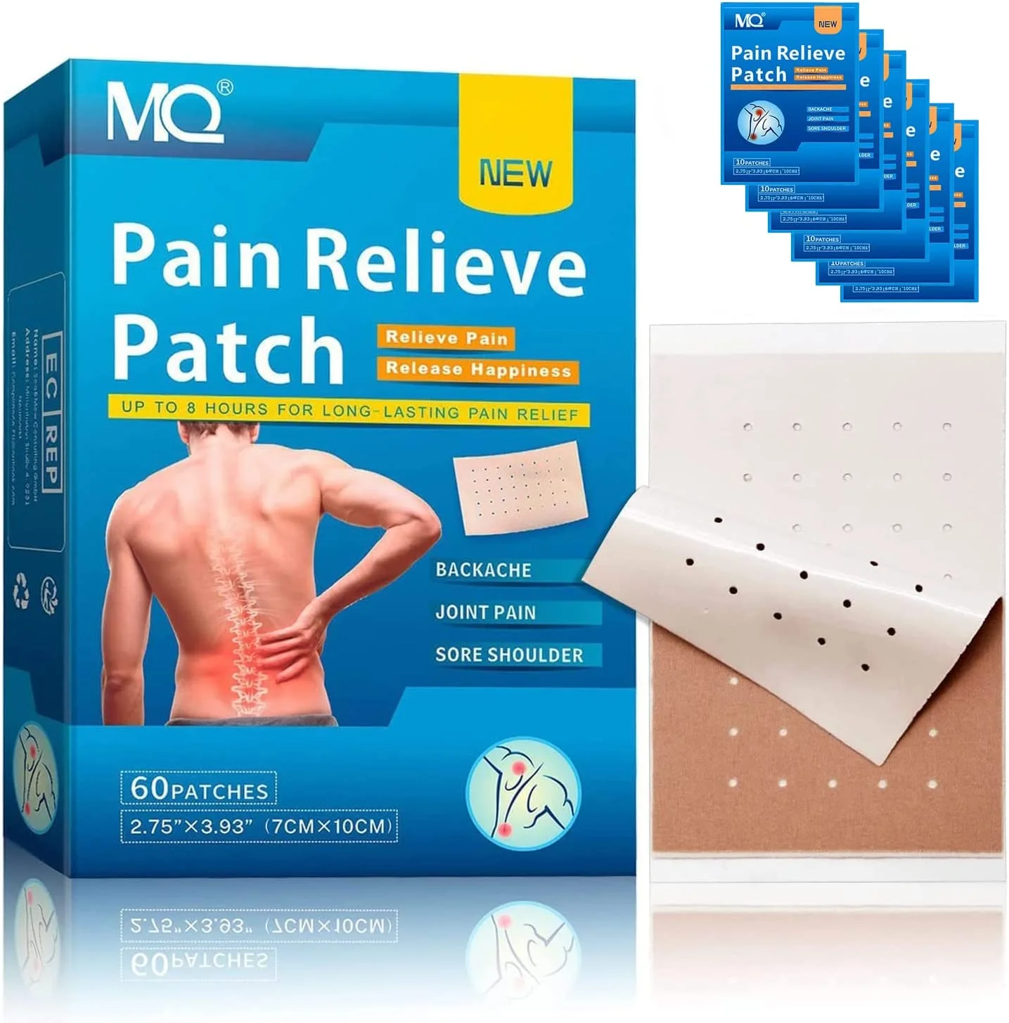 60Pcs Pain Relief Patches Arthritis Herbal Heat Patches for Back Knee Neck Shoulder Muscle Soreness, Warming Meridians Plaster