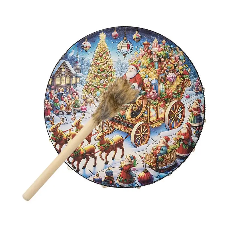 Shaman Hand Drum 10 Inches Christmas Wood Shaman Drums With Drum Stick Sound Healing Tool For Spiritual Music Home Decorations