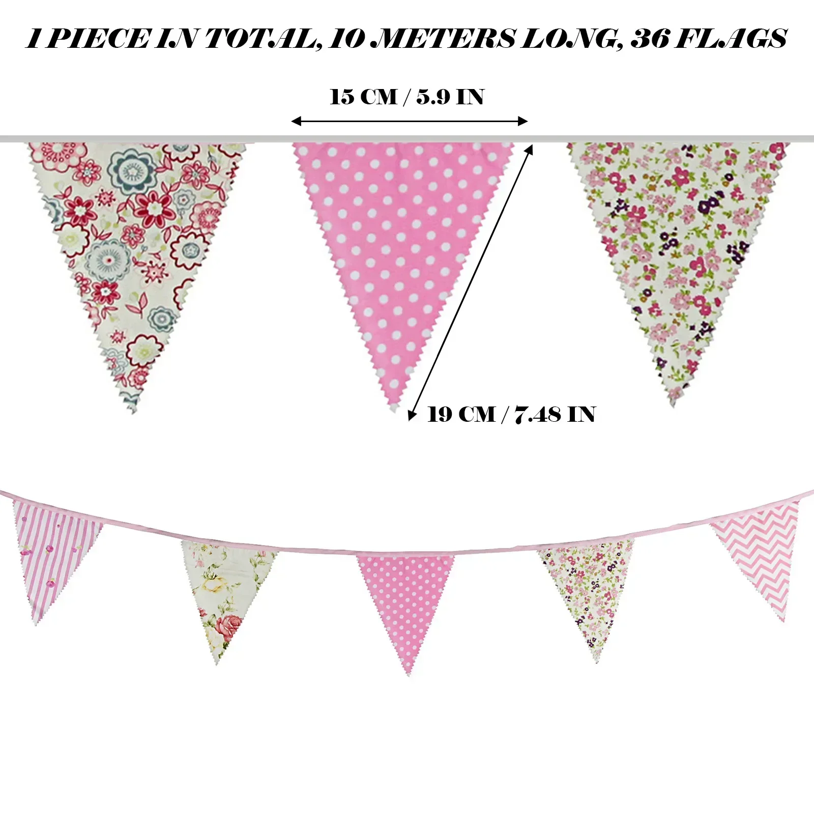Vintage Flags Pennant Floral Flower Fabric Bunting Banner Triangle Personality Wedding Birthday Party Decoration Garden Banner