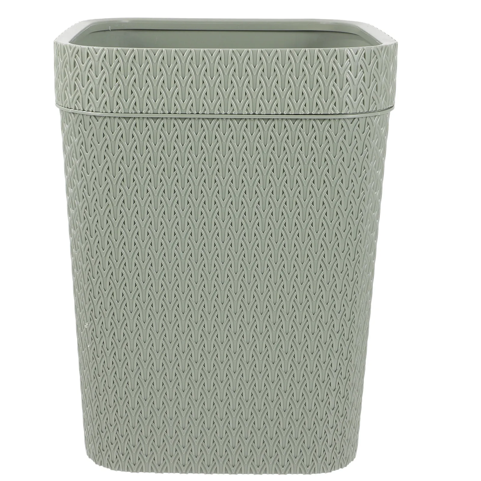 

Decorative Woven Pattern Trash Bin Plastic Garbage Can for Bedroom Office Kitchen Living Room Modern Household Waste Container