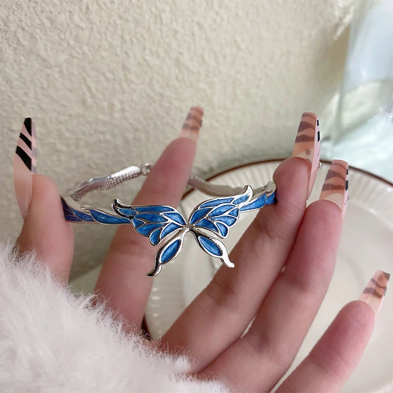 Blue Butterfly Bracelet Women'S Fashion Exquisite Jewelry Accessories Fantasy Girls' Temperament Hand Jewelry Chain Gifts