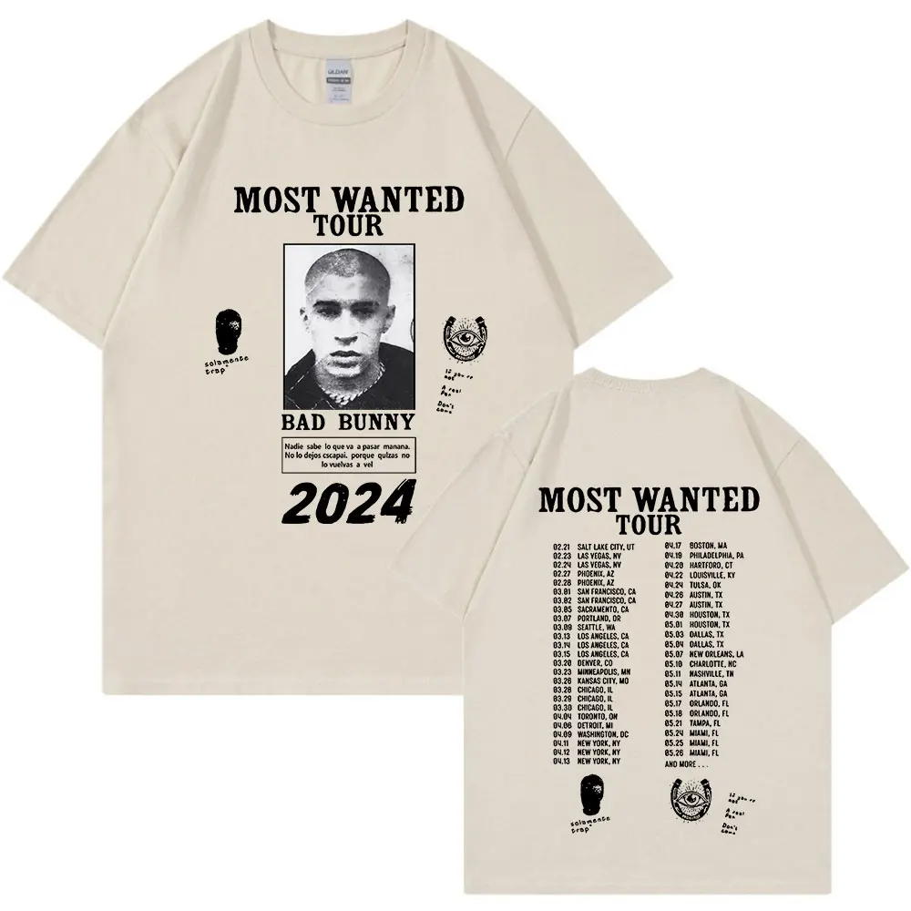 Bad Bunny T Shirt Most Wanted Tour 2024 Nadie Sabe Lo Que Va A Pasar Manana T-shirt Men Hip Hop Short Sleeve T-shirts Streetwear