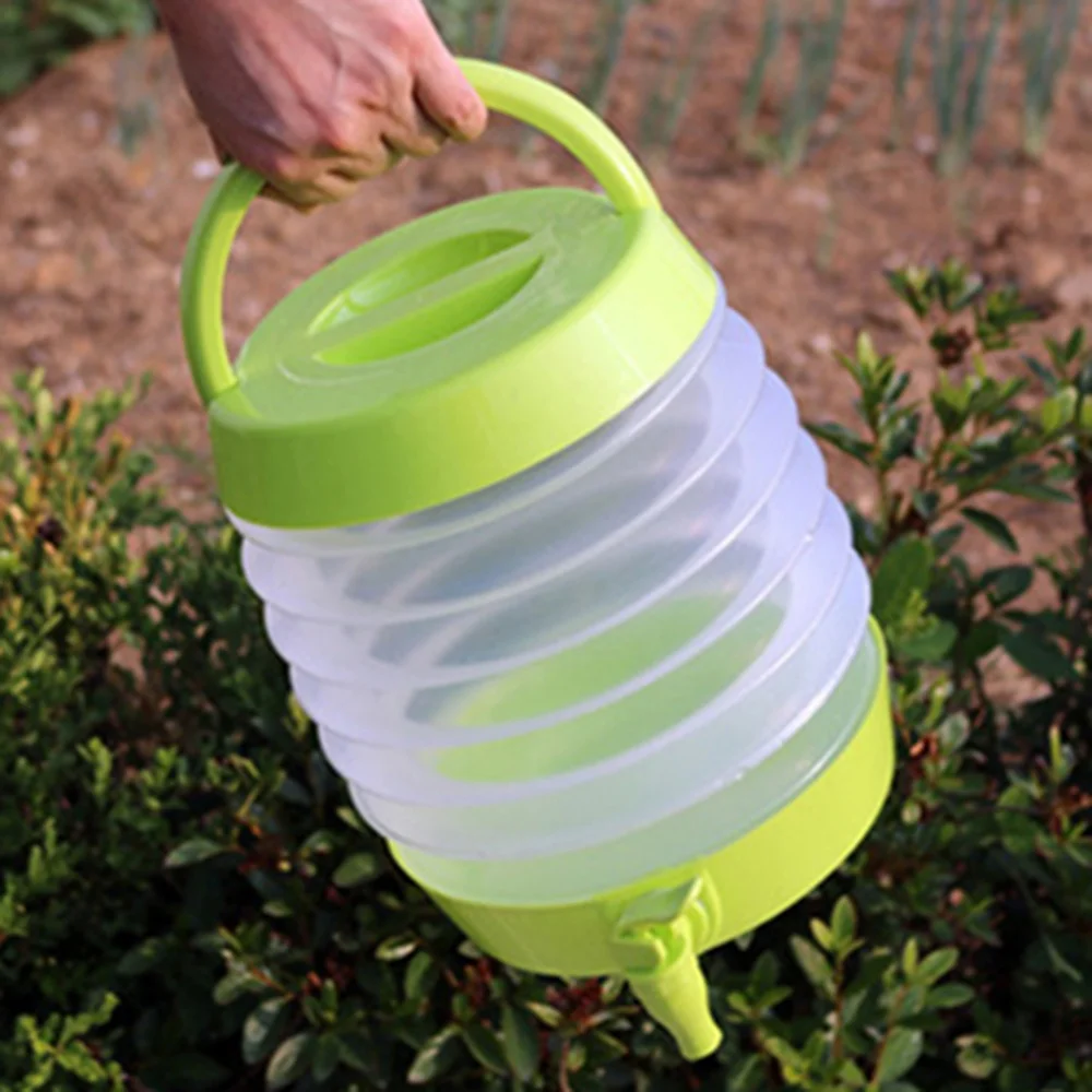 5.5L Outdoor Collapsible Water Container Foldable Camping Hiking Water Bucket Fishing Travel Beer Juice Drinking Storage Tap