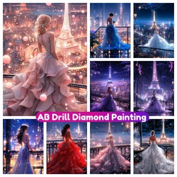 AB Diamond Painting Futuristic Paris ed elegante Princess Night scene 5D Kit punto croce fai da te mosaico ricamo Home Decor Gift