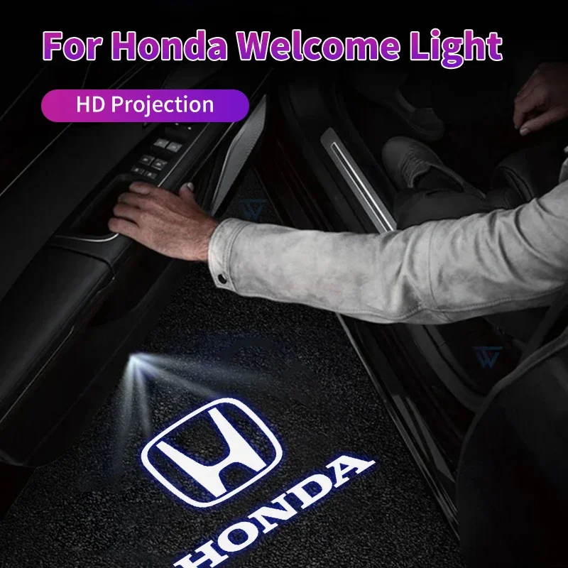 2/4Pcs LED Car Door Projector Light Welcome Lamps For Honda Civic Accord Fit Jazz CRV BRV HRV Insight Pilot Passport TYPE-R