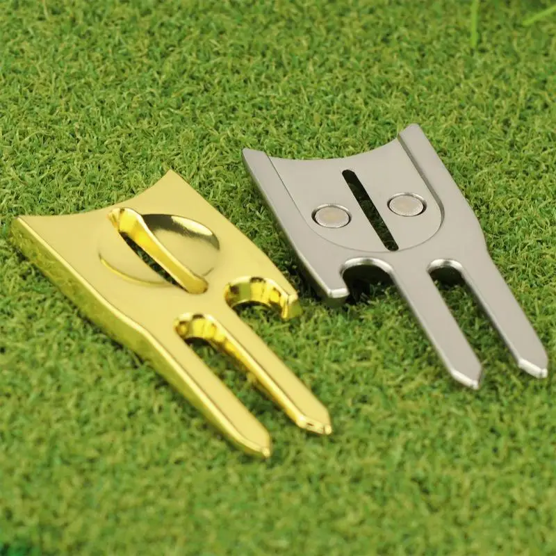 Green Repair Fork Metal 6-in-1 Portable Divot Tool Nad Ball Marker Divot Tool And Ball Marker With High Hardness Durable Golf