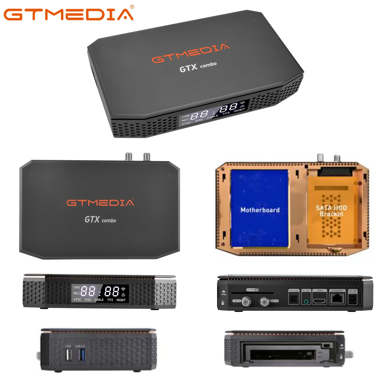 GTMEDIA-Receptor de satélite com decodificador e gravador, GTX COMBO, 4K, 8K, Android 9.0, DVB-S2, T2, C TV Box, 2G + 32G, cartão CA, IC Mais 1,4, IC +