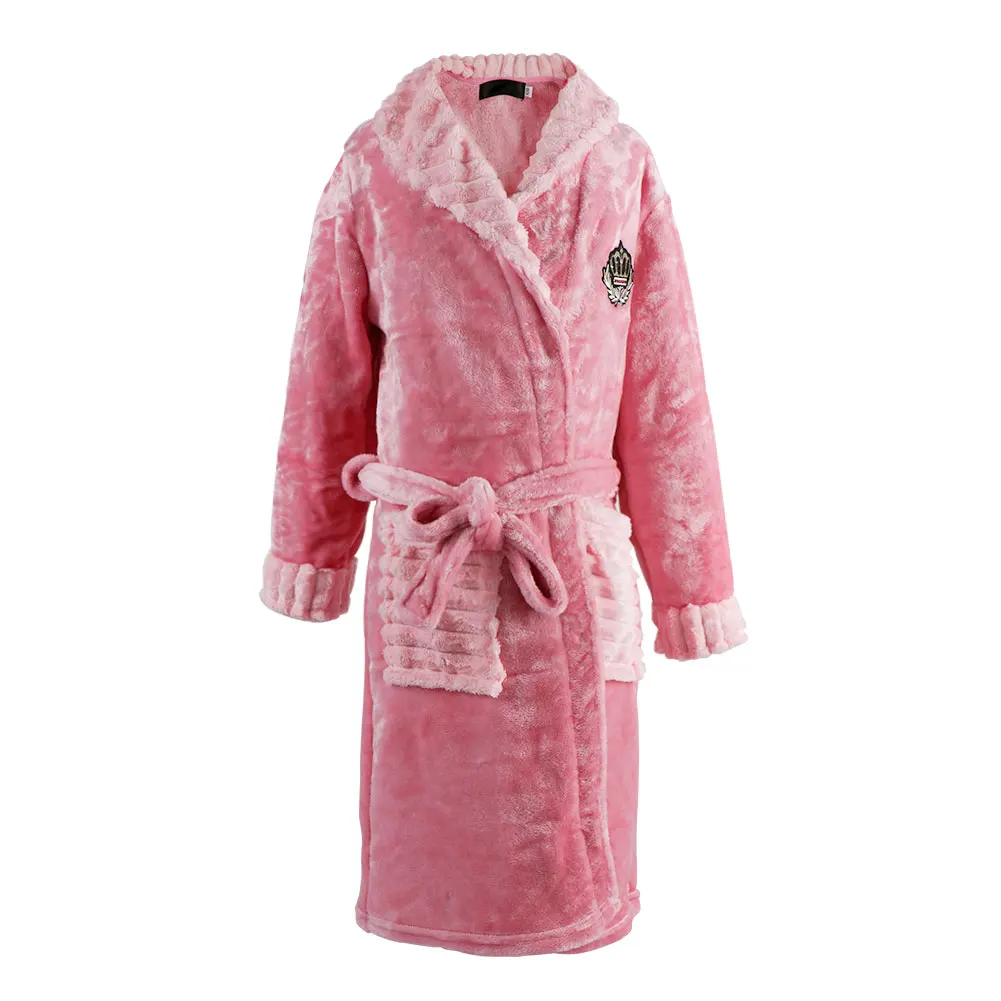 LPATTERN Girls Robe Towel Sleepwear Toddler Kids Towelling Bathrobe Dressing Flannel Long Sleeve Night-robe with Belt Pockets