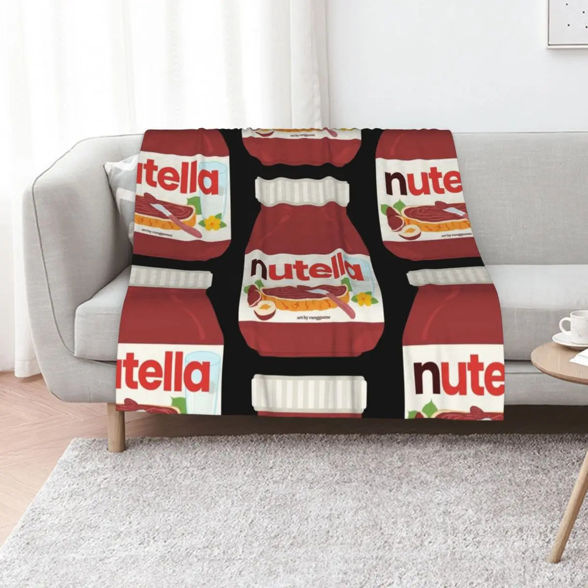 

Nutella - Jar Chocolate Hezelnut Cocoa Spread Throw Blanket warm for winter Sleeping Bag Flannel Fabric for winter Blankets