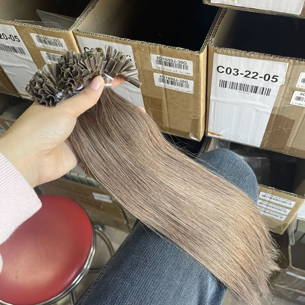 U Tip Hair Extensions Human Hair 12-20 inches Brown Color 8# Nail U Tip Hot Fusion Hair Extensions Invisible Keratin Hair