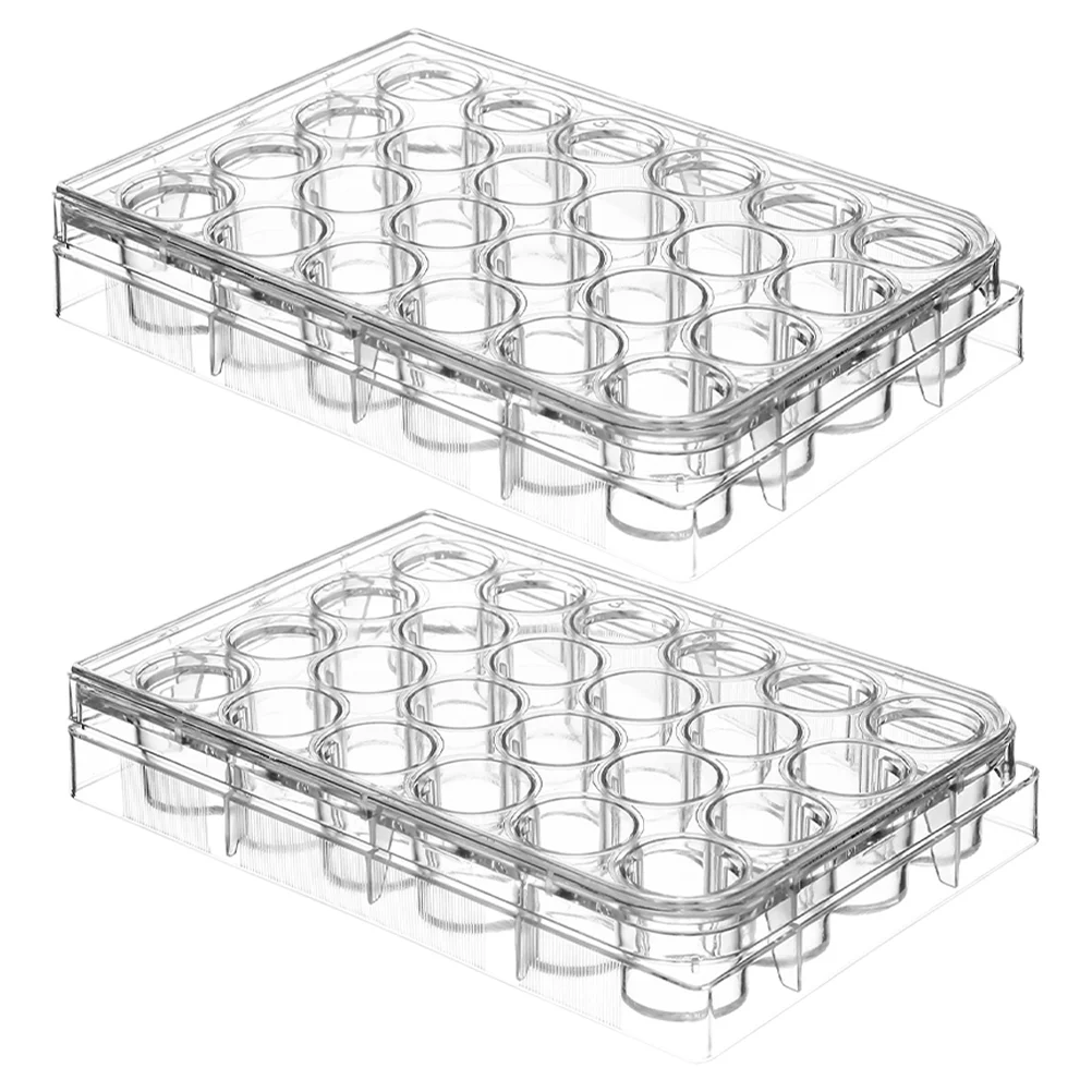 2 Pcs Microplate Cell Culture Dish Reaction Tissue Tool Tray with Lid Lab Equipment Laboratory for Petri