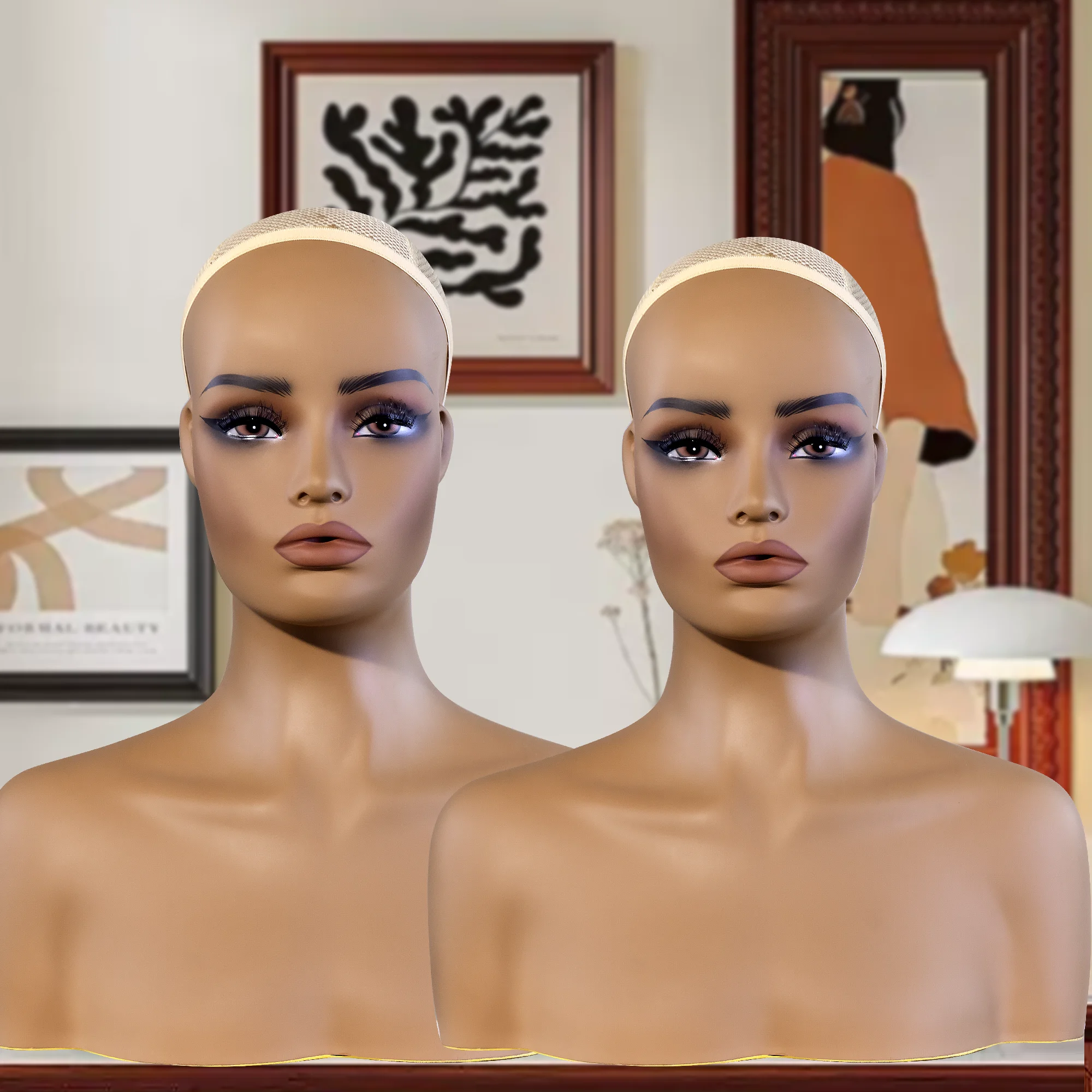 2PC USA Warehouse Free Shipping Female Shoulder Mannequin Head with Standard Head & Chest Circumference, for Wigs, Cosmetics & Beauty Accessories Display
